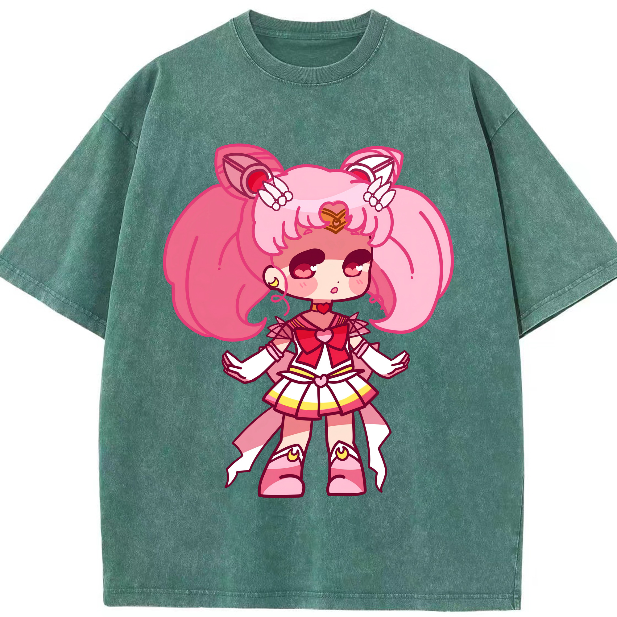 （画像用） 美少女戦士セーラームーン ちびうさ Sailor Moon Chibiusa Tsukino Usagi Small Lady Serenity 綿100% ヴィンテージ風 半袖Tシャツ（フロントプリント）